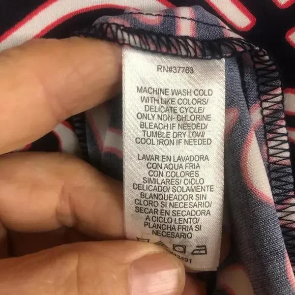 Laundry by Shelli Segal Black and Navy Geometric Dress Gathered Bell Sleeve - Picture 6 of 9